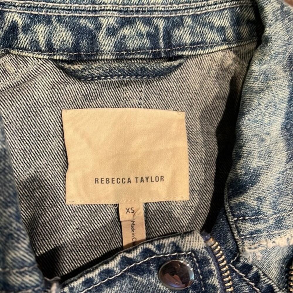 Rebecca Taylor zipper raw edge denim jacket XS - Picture 3 of 5